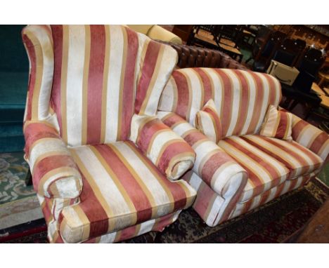 A Multiyork scroll arm sofa, 170cm wide; a similar wingback armchair (2)