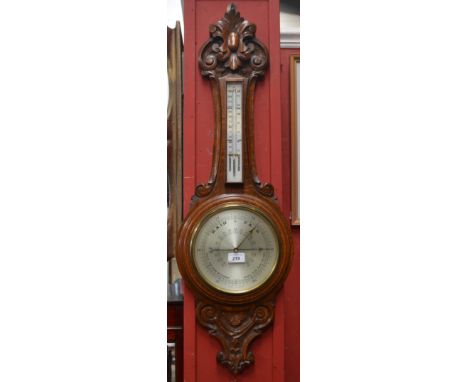 A late 19th/early 20th century oak banjo barometer/thermometer 