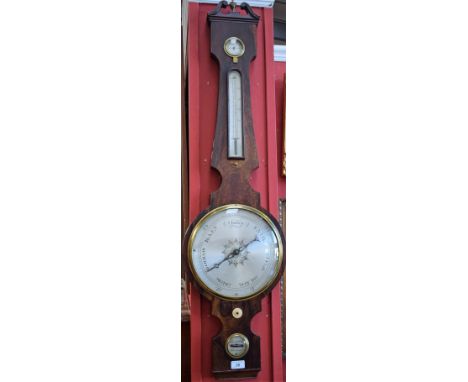 A 19th century rosewood wheel barometer, 24.2cm engraved dial, level signed John Willson/Warranted, ivorine adjuster, silvere