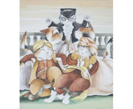 Susan Herbert,&nbsp;British 1945-2014 -&nbsp;Cosi fan Tutte, Act I Don Alfonso;watercolour on paper, signed lower right 'Susa