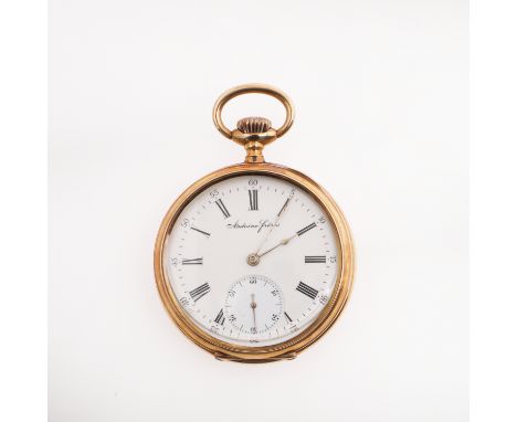 the signed white enamel dial with Roman numerals and subsidiary seconds dial, the metal inner case stamped Antoine Freres no2