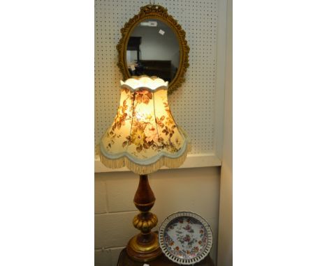 A contemporary table lamp; mirror; Spode plate (3).