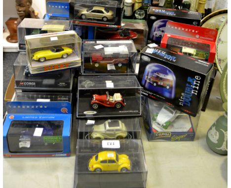 Corgi Cars - 1:43 scale Rover 75, VA 09203;  Pick Up 08301;  Austin Allegro 1750;  Jaguar XJ6;  Corgi PCC Streetcar, Washingt