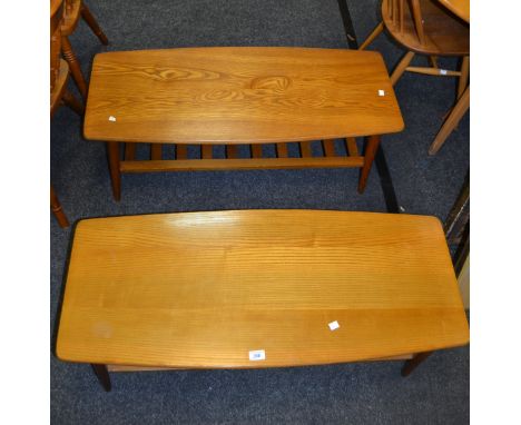 An Ercol design  shaped rectangular coffee table; another similar