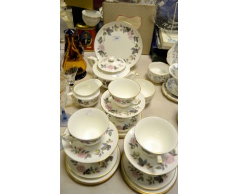 A Royal Worcester June Garland pattern tea service, for six, including teapot.