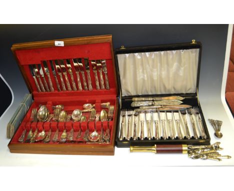 Household Goods - cased Kings pattern flatware; a brass three drawer contemporary telescope; etc.
