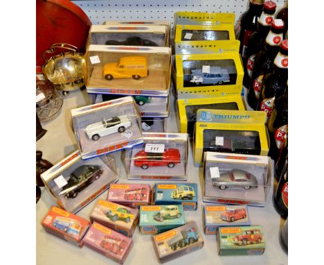 Dinky Cars - DV9B  1949 Land Rover;  DY8-B 1948 Commer 8 Van;  DY5-B 1950 Ford V8 Pilot;  DY-12 1955 Mercedes Benz 300SL;  DY