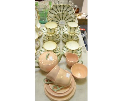 Teaware - a Grindley Peach Leaf Petal pattern tea for two; a late 19th century part-tea service (2). 