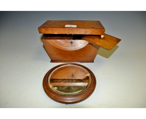 A Victorian oak sarcophagus tea caddy; a Victorian mahogany mirrored plateau (2)