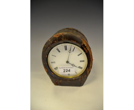 A Victorian brass travelling timepiece, carriage clock type movement with platform escapement, Morocco case, c.1890 