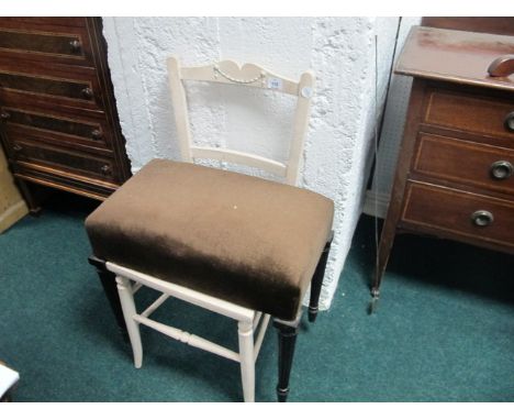 A MAHOGANY STOOL together with a painted bedroom chair