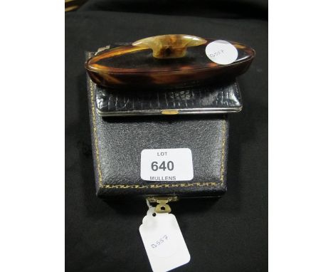 A TORTOISE SHELL NAIL BUFFER together with a ladies cigarette lighter and compact