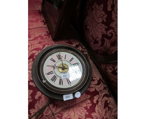 A VICTORIAN MAHOGANY CASED WAG OF THE WALL ALARM CLOCK the circular glazed dial with Roman numerals and brass pendulum 29cm d