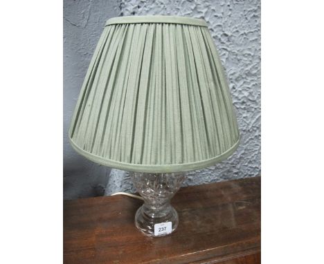 A CAVAN CRYSTAL TABLE LAMP of baluster form with pleated shade 40cm high