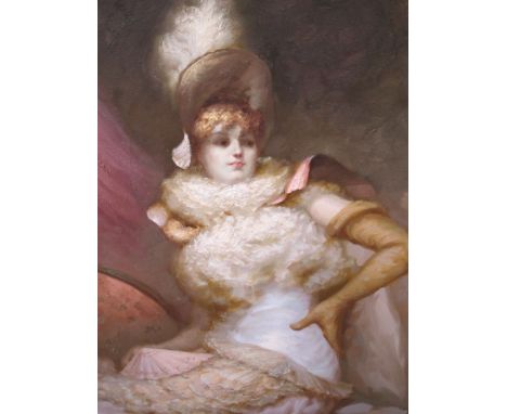 20TH CENTURY
Portrait of an Elegant Young Lady with Ruffled Dress and Bonnet
Oil on Canvas
90cm x 60cm