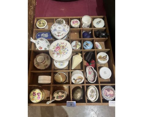 A tray of ceramic boxes etc.