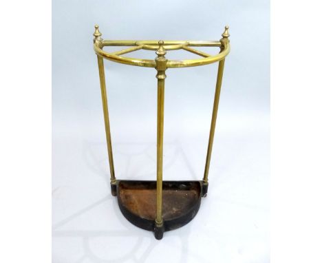 Early 20th century tubular brass five division bowfront stick stand.