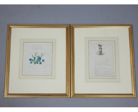 19th century illustrated poem, 'The Rose of Castle Howard' , 26 x 17cm with a floral sketch (2)