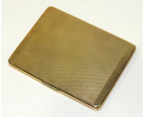 An engine turned 9ct gold cigarette case of rectangular shape, 117g.
