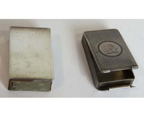 A Victorian silver Vesta case by Sampson Mordan & Co of rectangular form with engine turned lid and base, 4.5cm and a small s