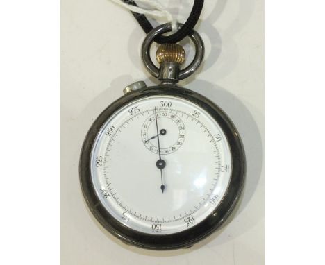 A Continental silver cased keyless stop watch, the white enamel dial with Arabic seconds 25-300 and minutes subsidiary 2-30, 
