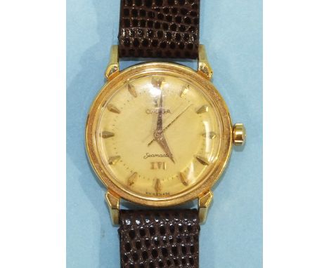 Omega, an unusual 18ct gold Omega Seamaster XVI gentleman's automatic wrist watch to commemorate the XVI Olympic Games in 195