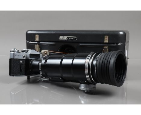 A Zenit ES Photosniper Outfit, serial no 81008819, shutter working, self timer working, body G, with Tair-3-Phs 300mm f/4.5 l