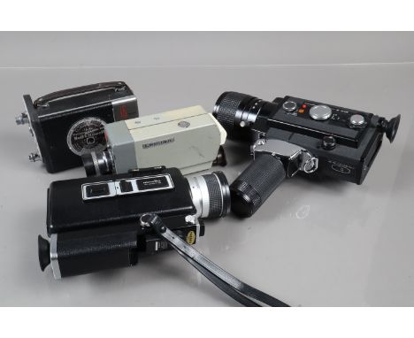 A Group of Cine Cameras, including a Minolta Autopak-8 D12 Super 8, untested, body G-VG, elements G-VG, in case, a Minolta Au