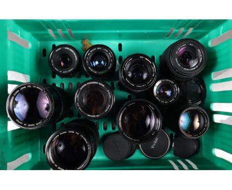 A Group of Canon FD and FD Mount Lenses, a Canon 50mm f/1.8 S.C FD lens, two Canon 70-210mm f/4 FD Lenses, others of various 