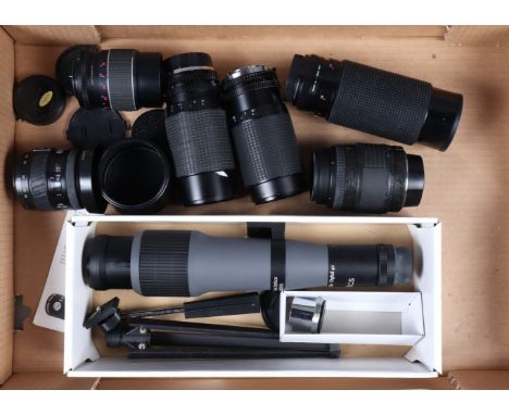 A Crystal Vue Lx8 Scope and a Group of Zoom lenses, scope in makers box, body VG, elements VG, with a Sirius 50-300mm lens, t