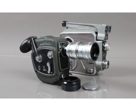 A Beaulieu MR8 Double 8mm Cine Camera, serial no B 212393, motor runs, body G, some wear, with P Angenieux 9-36mm f/1.8 lens,