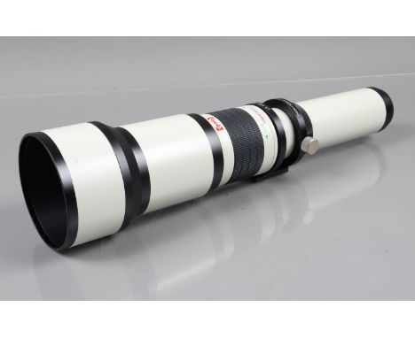 An Opteka LR 1300-HD Super Telephoto Zoom Lens, 650-1300mm f/8-16, T-mount, barrel VG-E, ELEMENTS vg-e, with soft case, in ma