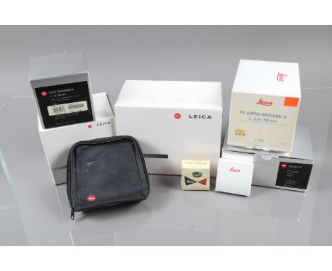 Leica Manufacturer's Boxes &amp; Cases,  a Leica R8 camera body box, a 50mm f/1.4 Summilux-M box, a Leicavit M box, with what