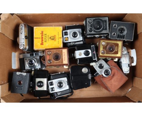 A Tray of Kodak Cameras, including a Retina Automatic I, a Retinette, a Six-20 Bull's Eye, a Six-20 Portrait Brownie, a Brown