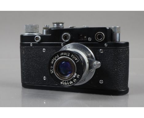 A Soviet Leica Camera Replica, a Zorki 2,  crude Leica II replica, styled for the Olympiada Berlin 1936 , shutter working, ra