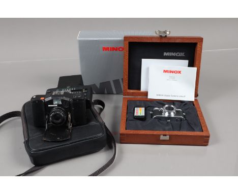 Two Minox Cameras, a Minox Sub-Miniature Leica I f, shutter working, G-VG, in Minox box, with unopened film, manual &amp; mak