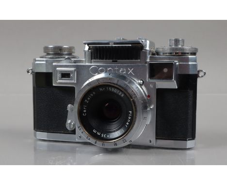 A Zeiss Ikon Contax IIIa Rangefinder Camera, serial no L 80278, coloured dial model, shutter working, rangefinder functions, 