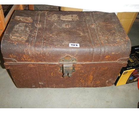 An old tin trunk.