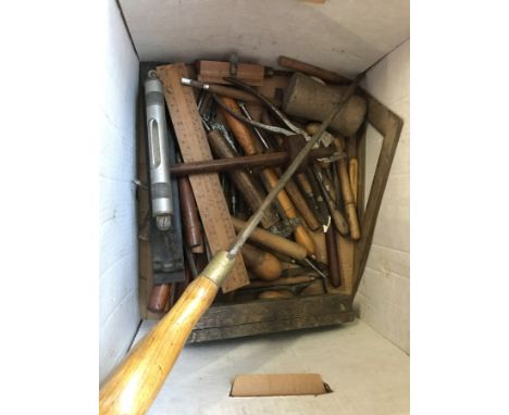 A quantity of vintage wood working lathe tools.  