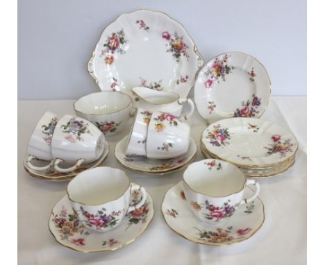 A Royal Crown Derby 'Derby Posies' tea set. Comprising sandwich plate, 6 tea plates, 6 cups & saucers, milk jug & sugar bowl.