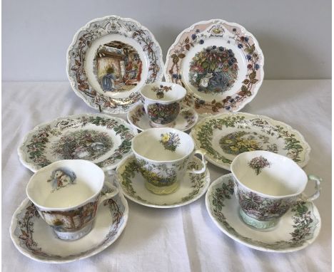 A collection of Royal Doulton Brambly Hedge ceramics depicting the four seasons. Comprising 4 plates and 4 cups & saucers wit