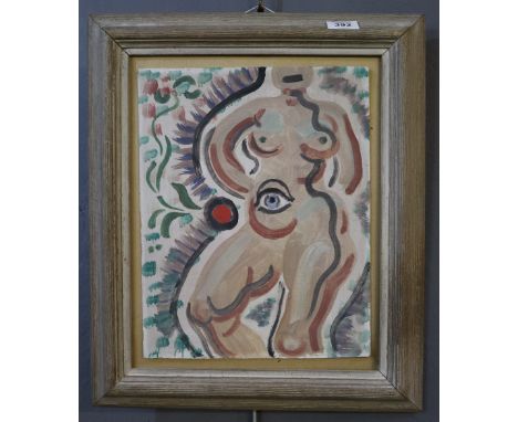 After Picasso, nude study, watercolours on board, 36 x 28cm approx, framed. (B.P. 24% incl. VAT)