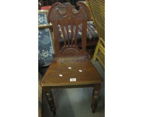 Edwardian oak hall chair on ring turned legs.(B.P. 24% incl. VAT)