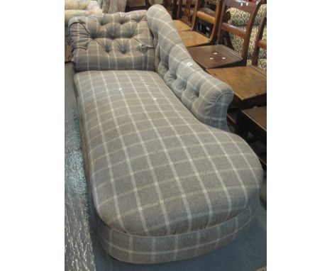 Late Victorian, newly upholstered button back chaise lounge.(B.P. 24% incl. VAT) CONDITION REPORT: Additional images