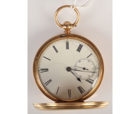 An 18ct. gold full hunter pocket watch with engine turned decoration, the key wind movement signed Lieger Brothers, Greenock 