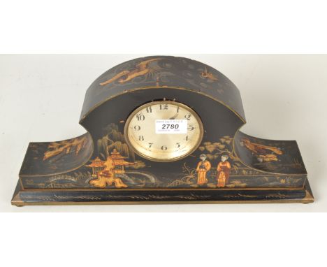 A chinoiserie lacquered mantle clock.