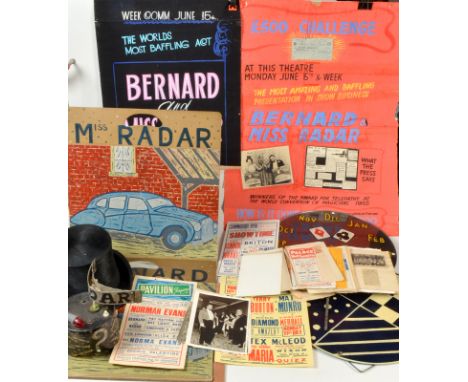 A fascinating collection of 1940-1960s items relating to the telepathic magic act 'Bernard and Miss Radar', a mind reading hu