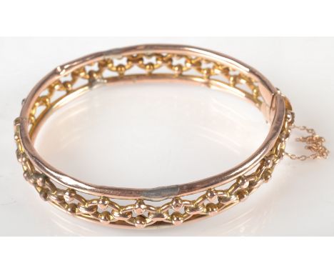 A 9ct. gold bangle, 13.5g.   Condition report: No English hallmark, it's only marked with 9ct. condition is slightly poor as 