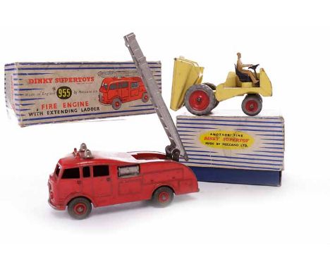 DINKY 955 FIRE ENGINE WITH EXTENDING LADDERboxed; together with a Dinky 962 Muir-Hill Dumper Truck, boxed (2)