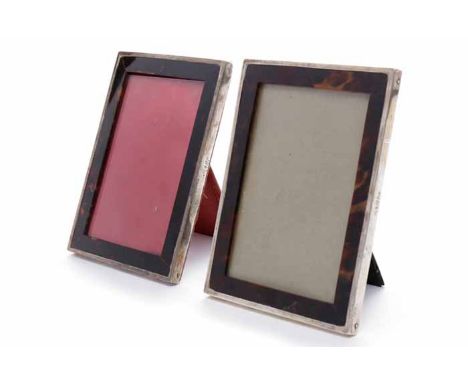 PAIR OF GEORGE V SILVER MOUNTED TORTOISESHELL PHOTOGRAPH FRAMESmaker Charles and Richard Comyns, London 1918, one with origin
